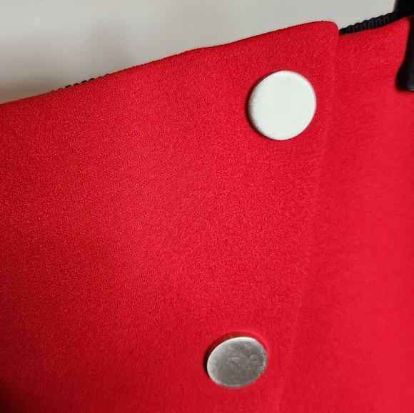 Maje Snap Asymmetrical Button Red Justine Mini Skirt Size 40 Size 8 - Picture 13 of 16